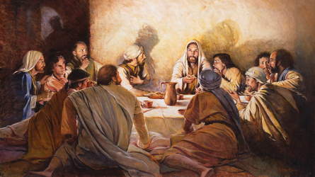 Jesus teaching the disciples at the last supper