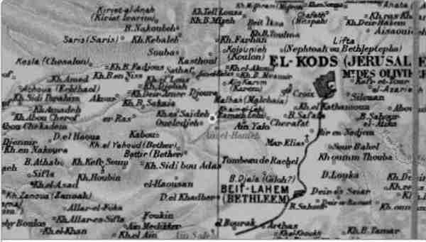 portion of the 1881 map of Jerusalem