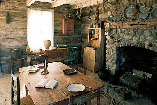 Inside Whitmer log home