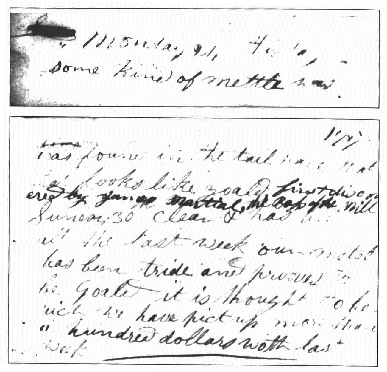 Pages from Henry Bigler's journal, showing date of gold discovery