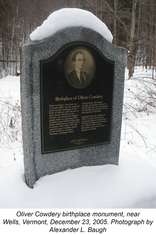 Oliver Cowdery birthplace monument