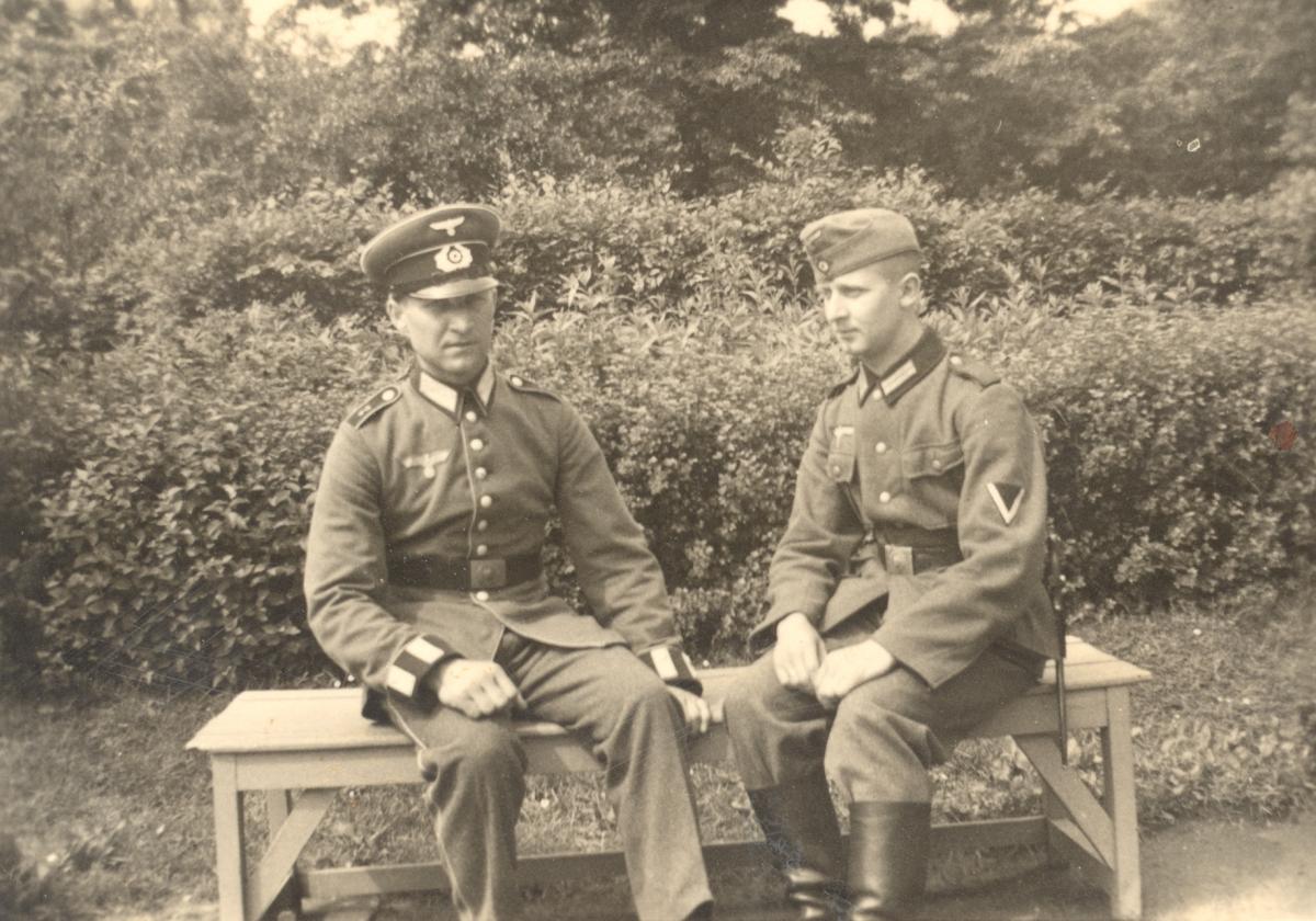 Walter Zietz and his brother Adolf sitting on bench