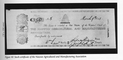 fifty-dollar share of the Nauvoo Agricultural and Manufacturing Association