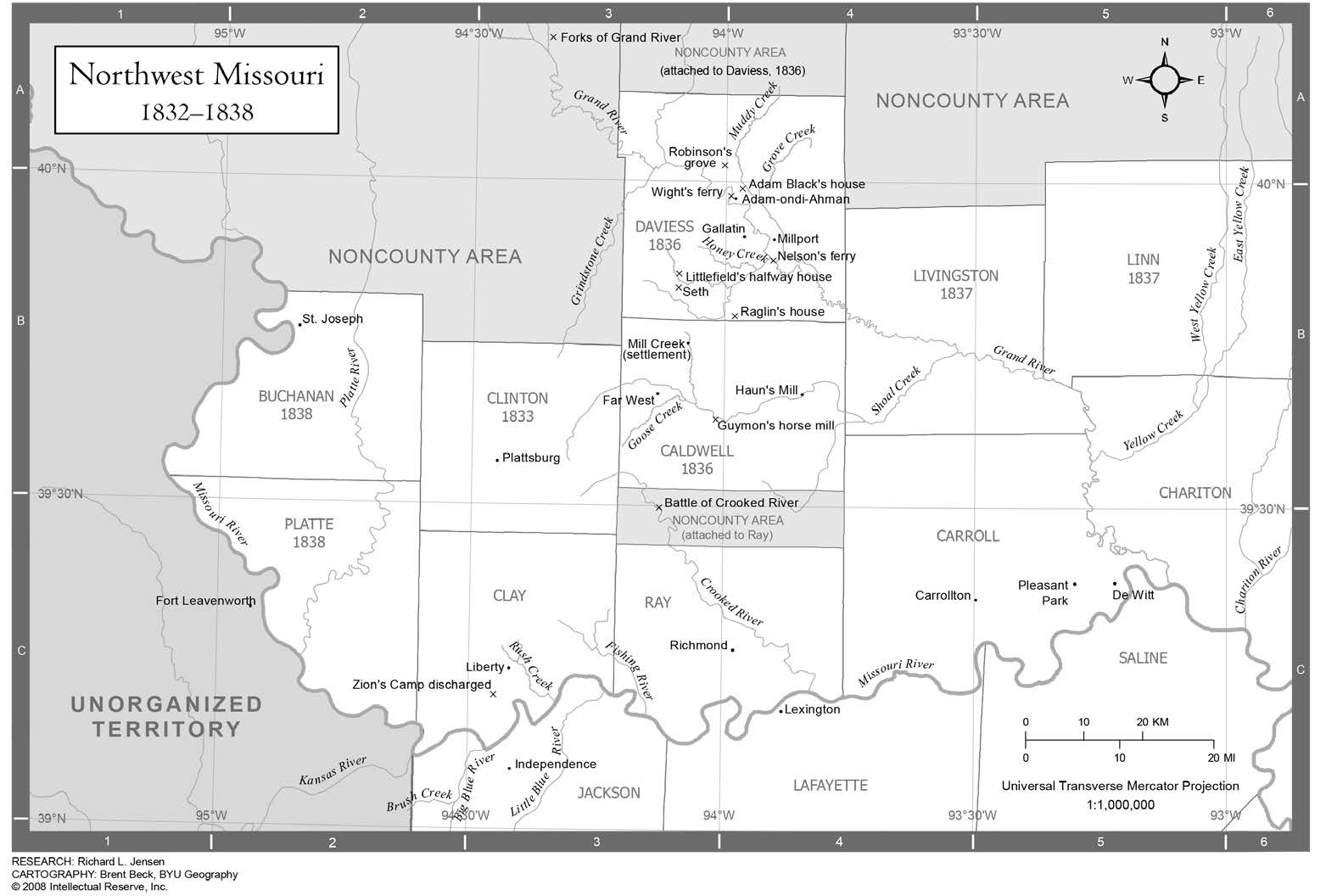 Northwest Missouri, 1832–1838. Courtesy of the Joseph Smith Papers Project.
