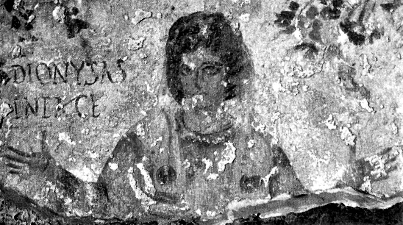 Figure 1. A woman praying in the orans posture. Catacomb of Callixtus, Rome, early 4th century. Wikimedia Commons.