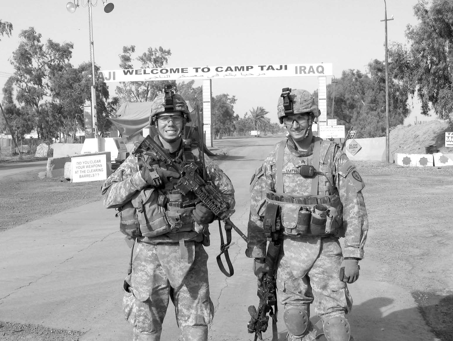 Captain Rick Pace (left) with one of his sergeants after completing a patrol near Camp Taji in Iraq. Courtesy of Rick Pace.