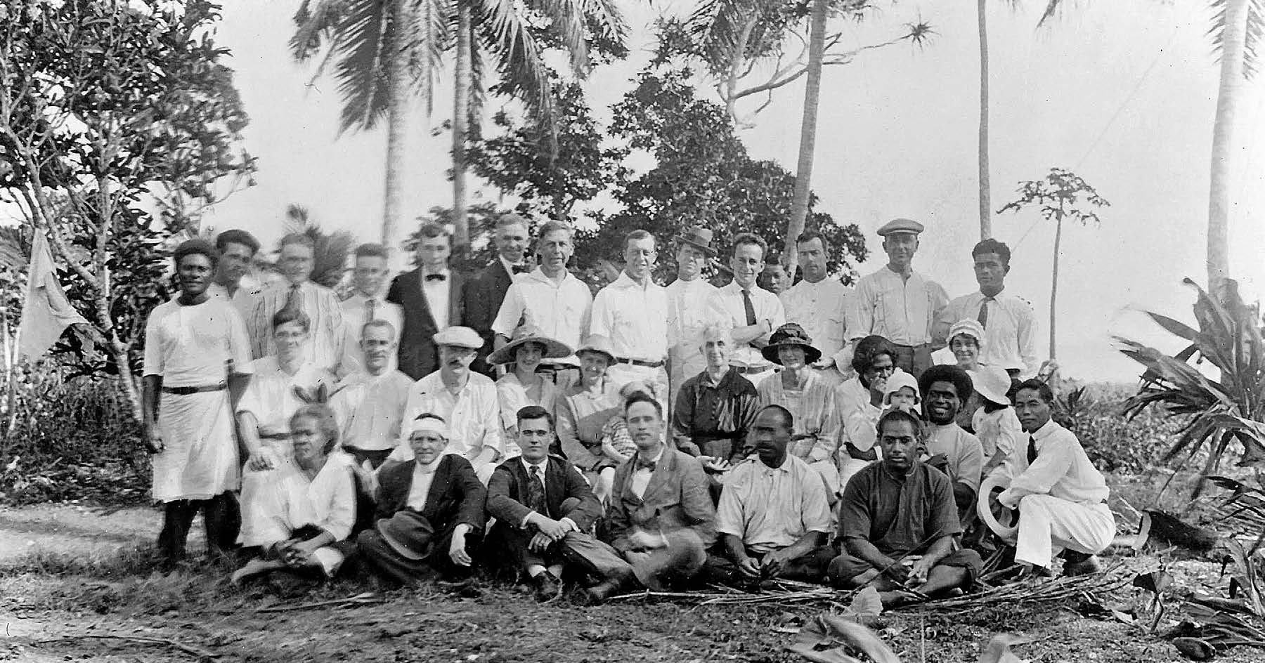 Passengers quarantined on Makaha‘a Island with Elder David O. McKay. Clarence Henderson collection courtesy of Lorraine Morton Ashton.