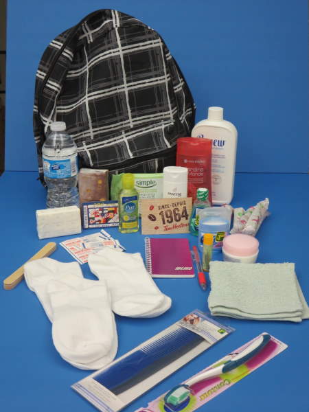 photo of a backpack of supplies