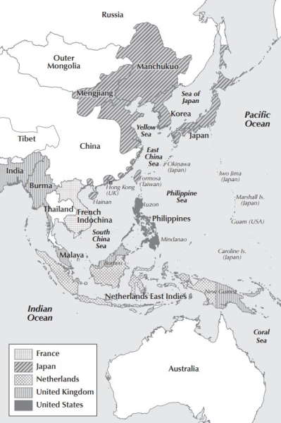 map of political boundaries of the far east in 1939