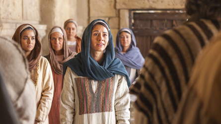 Several women gazing upon Jesus