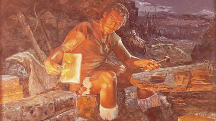 Nephi making the Book of Mormon plates