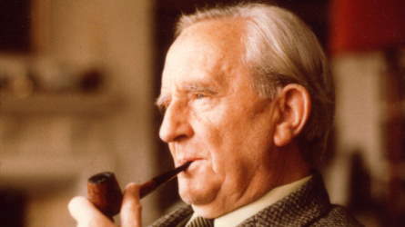 J. R. R, Tolkien looking thoughtful