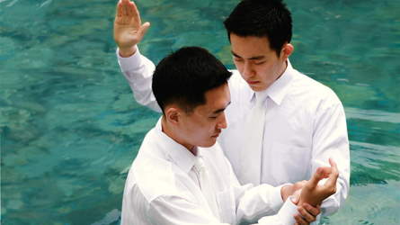 A man being baptized