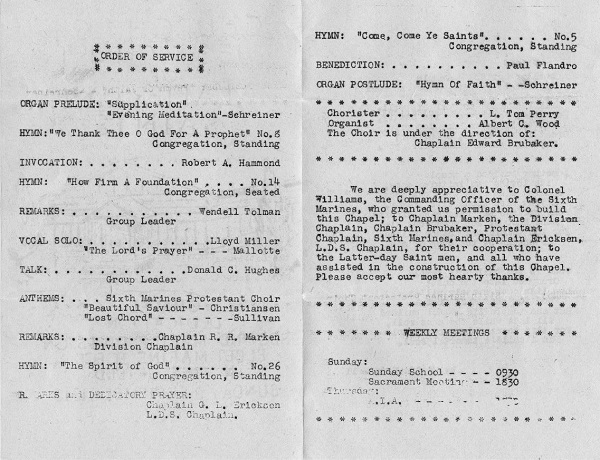 Church program for Saipan Chapel