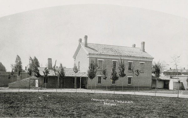Black and white photo, Endowment house