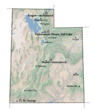 map of nineteenth century utah temple