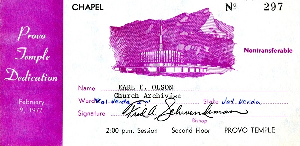 provo dedication ticket