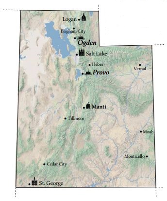 map of temples in utah up to 1970