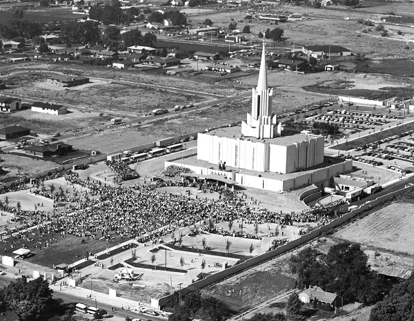 aerial view of the jordan river temple cornerstone ceremony