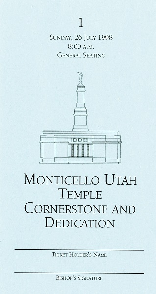 monticello temple dedication ticket