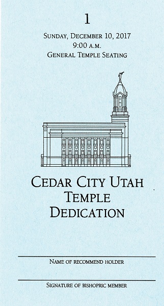 cedar city dedication ticket