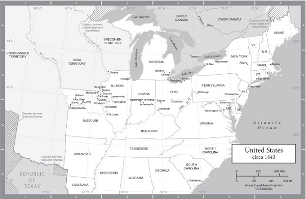 map of the united states, 1843