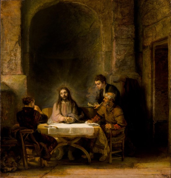 the supper at emmaus, by rembrandt