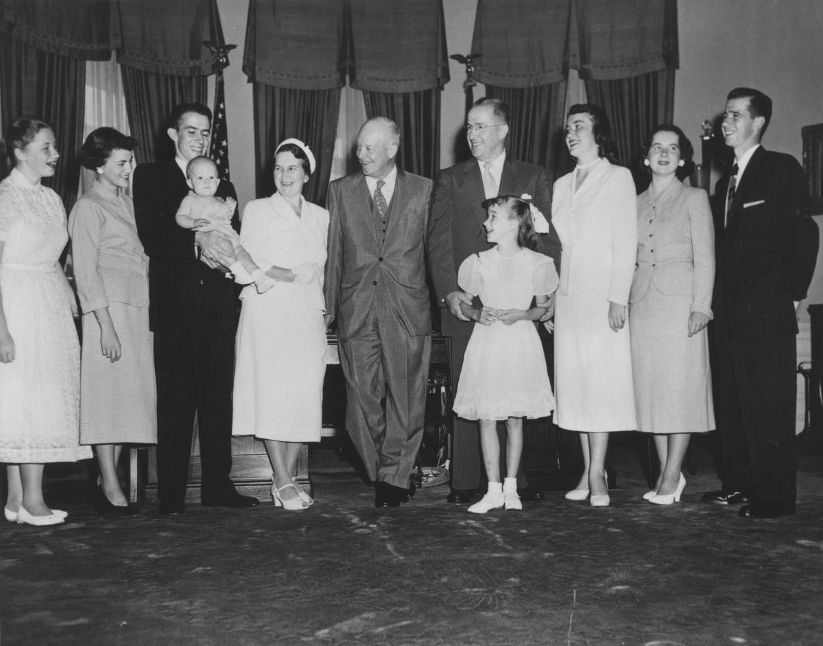 The Benson family visits with President Eisenhower