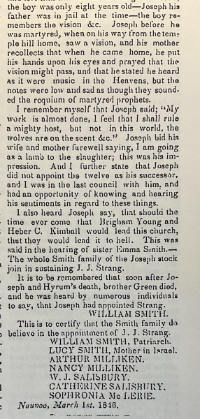 Letter from William Smith to James J. Strang