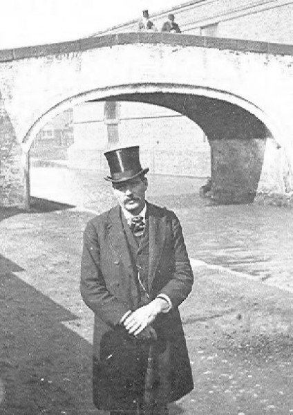 Joseph Booth in front of the Dick Mather Bridge