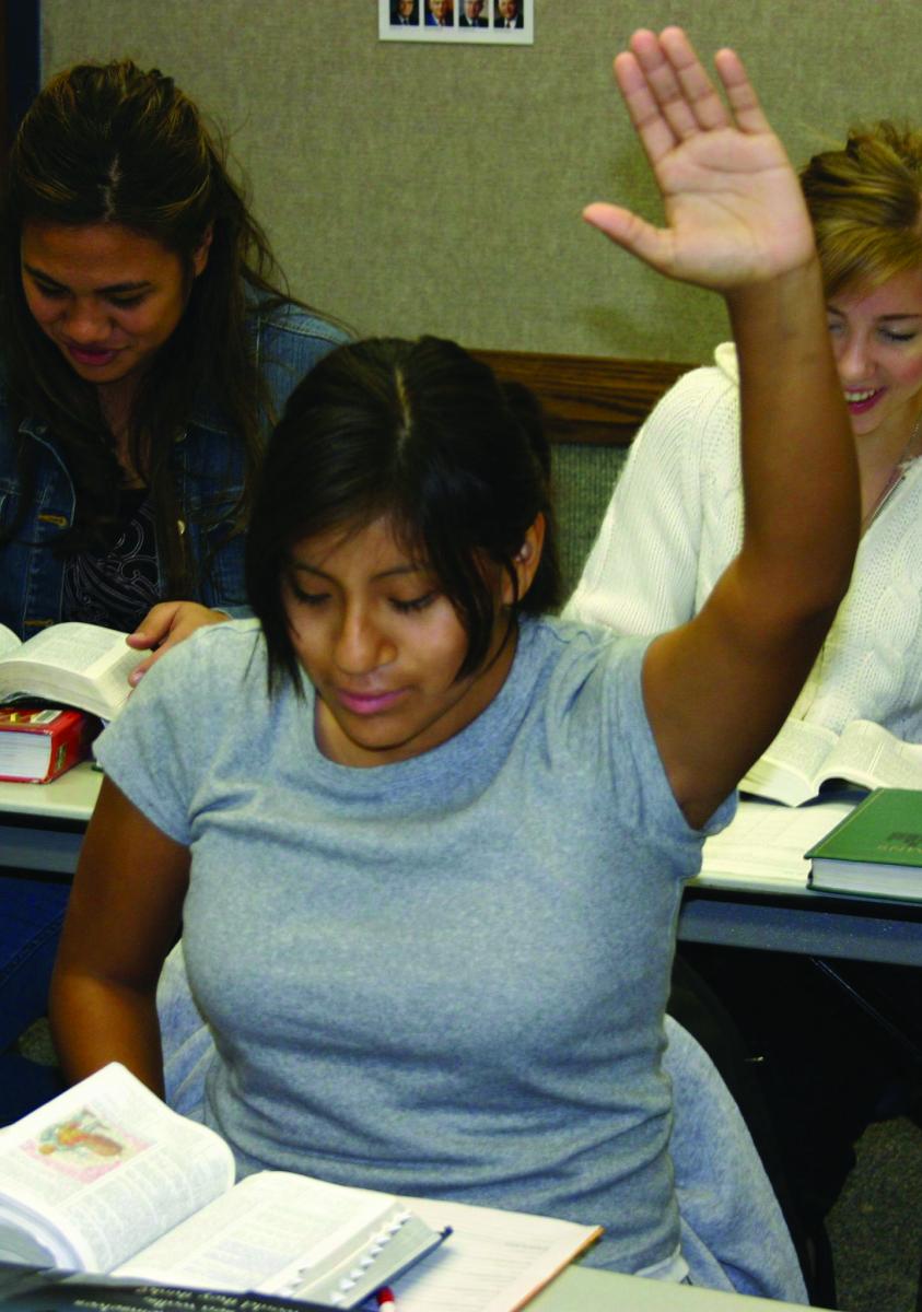 Student raising hand