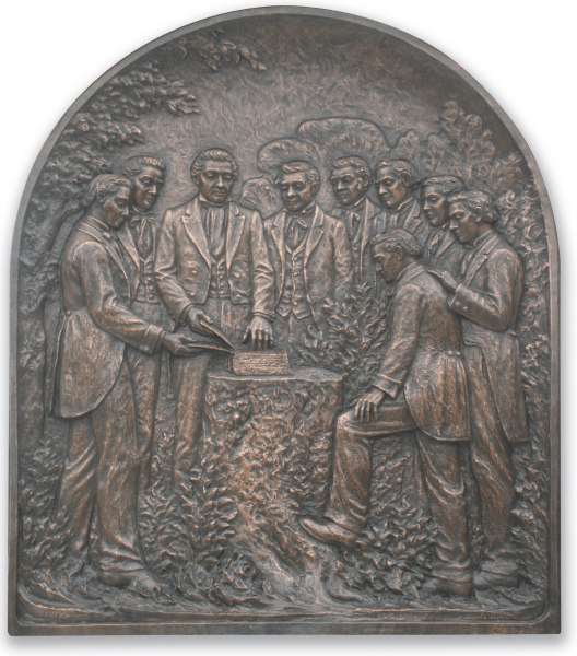 metal engraving of the eight witnesses