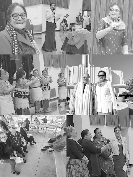 Collage of Mele at church functions