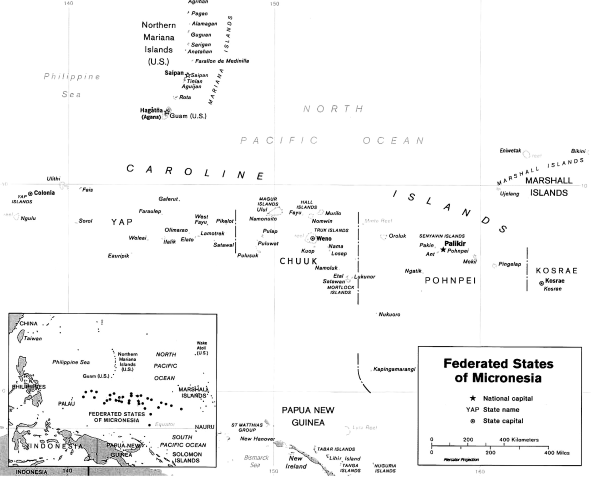 Map of the Federated States of Micronesia