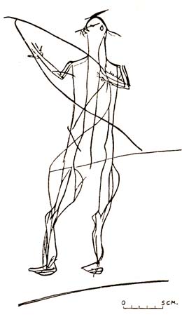 Human figure holding lyre