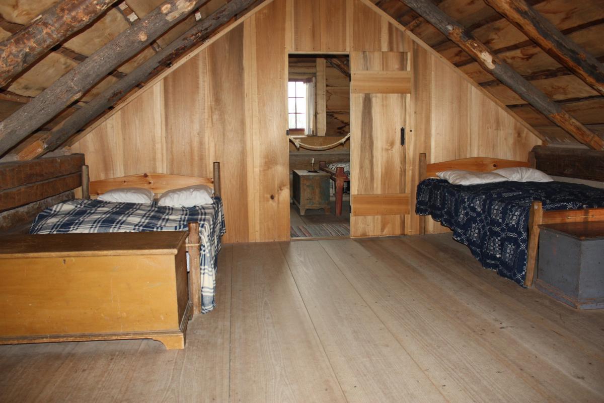 Upstairs of the reconstructed Smith log home