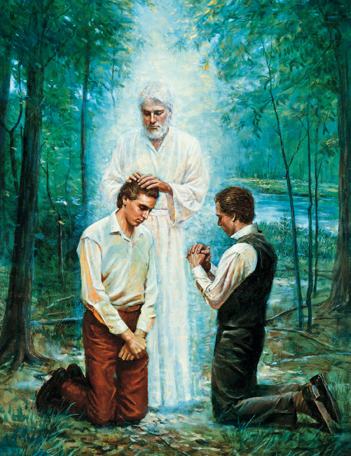 A messenger from heaven ordaining Joseph Smith