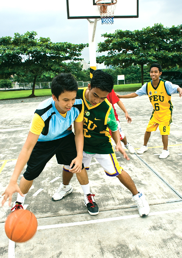 Kids playing basketball