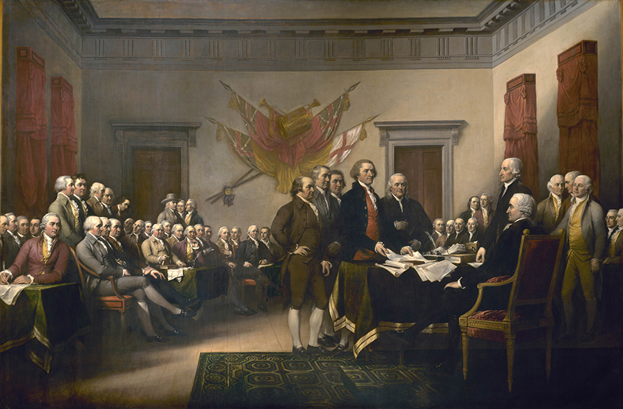 Signing of the Declaration of Independence with participants present