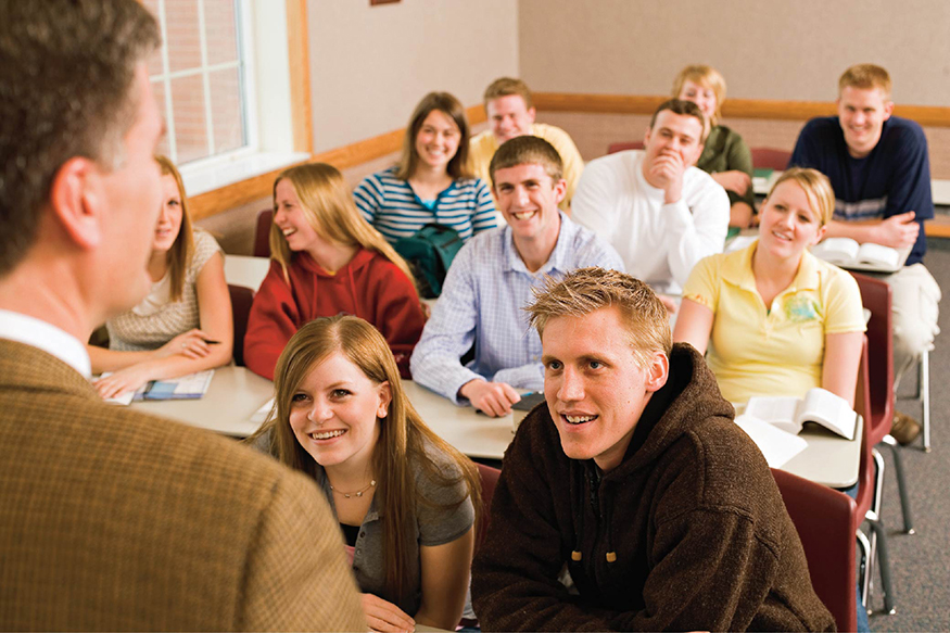 Students in a Seminary class paying attention to their teacher