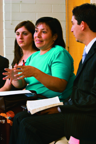 Woman sharing with the class