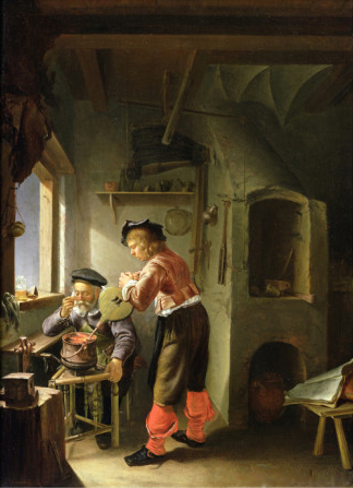 Fransvan Mieris, An Alchemist and his Assistant in their Workshop, seventeenth century.