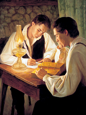 Joseph Smith translating the golden plates