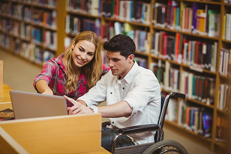 One student helping another student