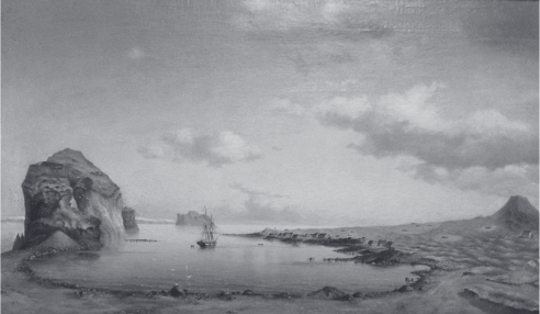 Painting of Vestmannaeyjar harbor