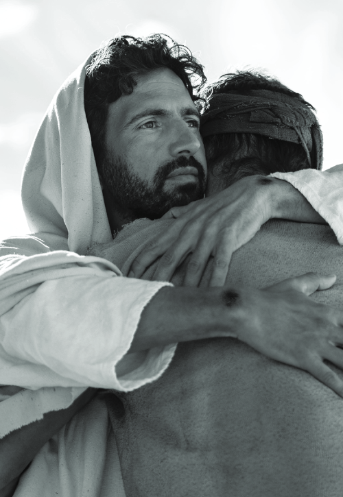 Jesus embracing a disciple