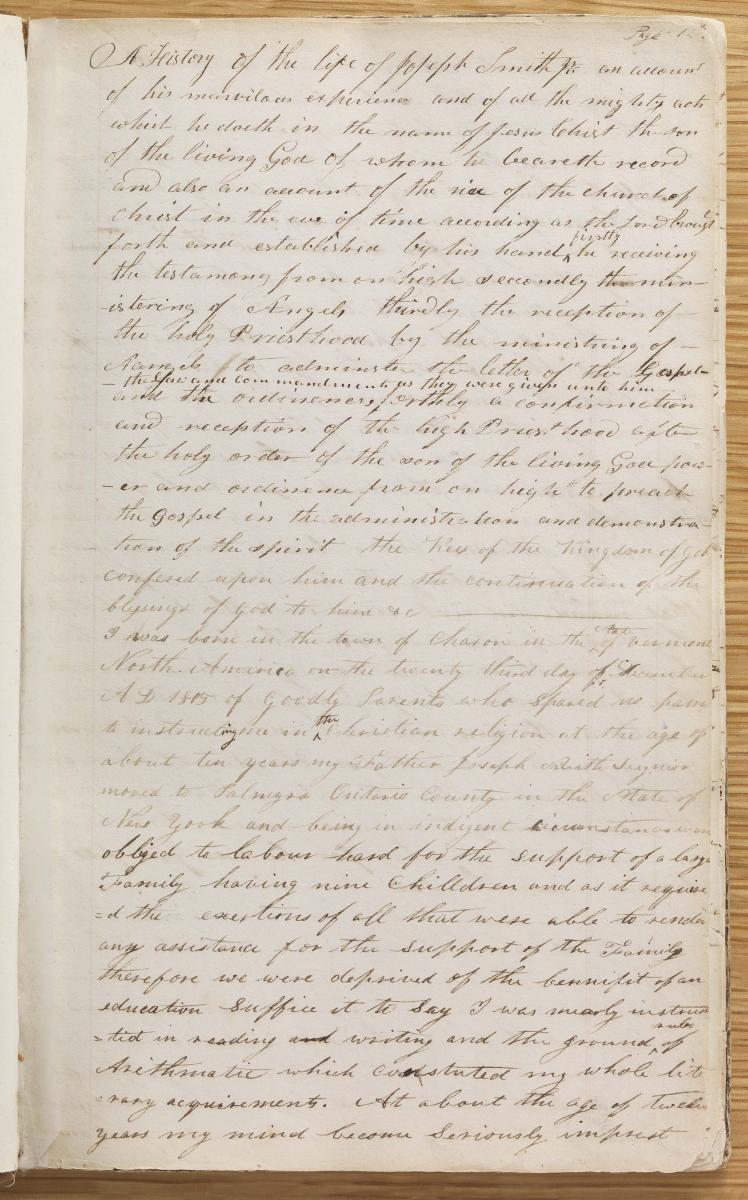 first page of Joseph Smith History