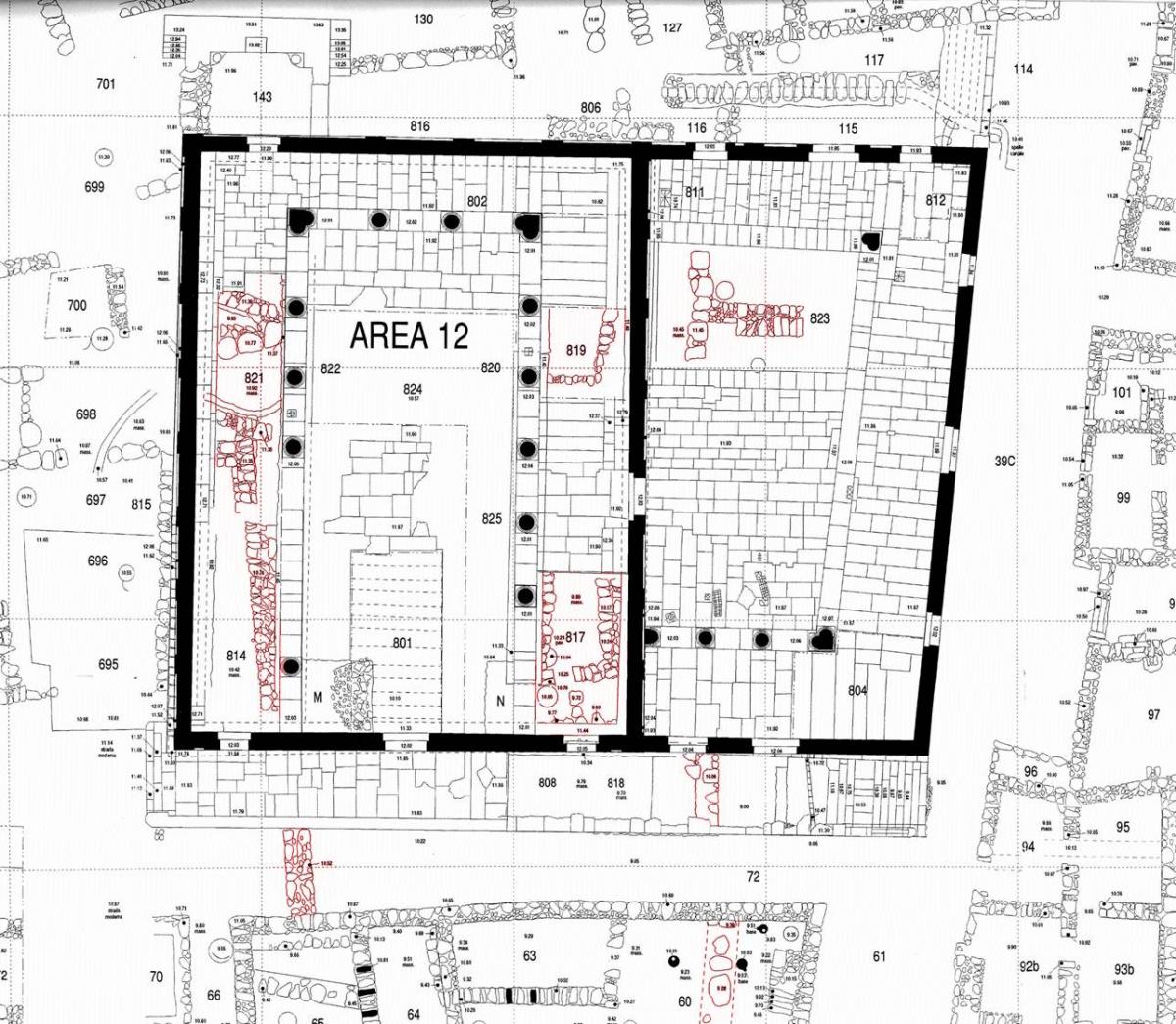 Top plans of the excavations of Capernaum's synagogue