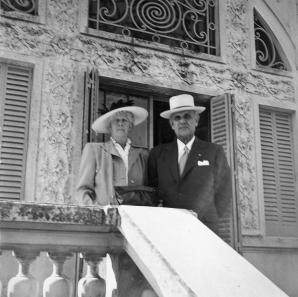 The Richardses and the Youngs (pictured on right) in front of the Argentine mission home. Courtesy of CHL