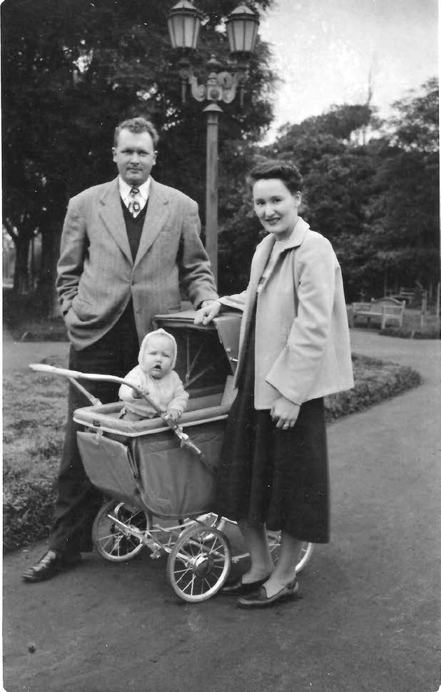Baby Diana with her parents, Dale M. and Jean Christensen, in Palermo Park. Courtesy of Diana Christensen.